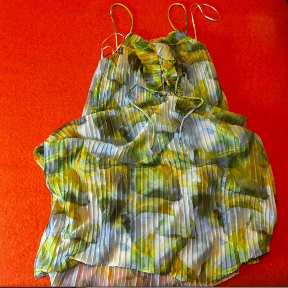 Zara blue and green pastel tulle pleated maxi dress made in Europe EUC - Picture 3 of 12